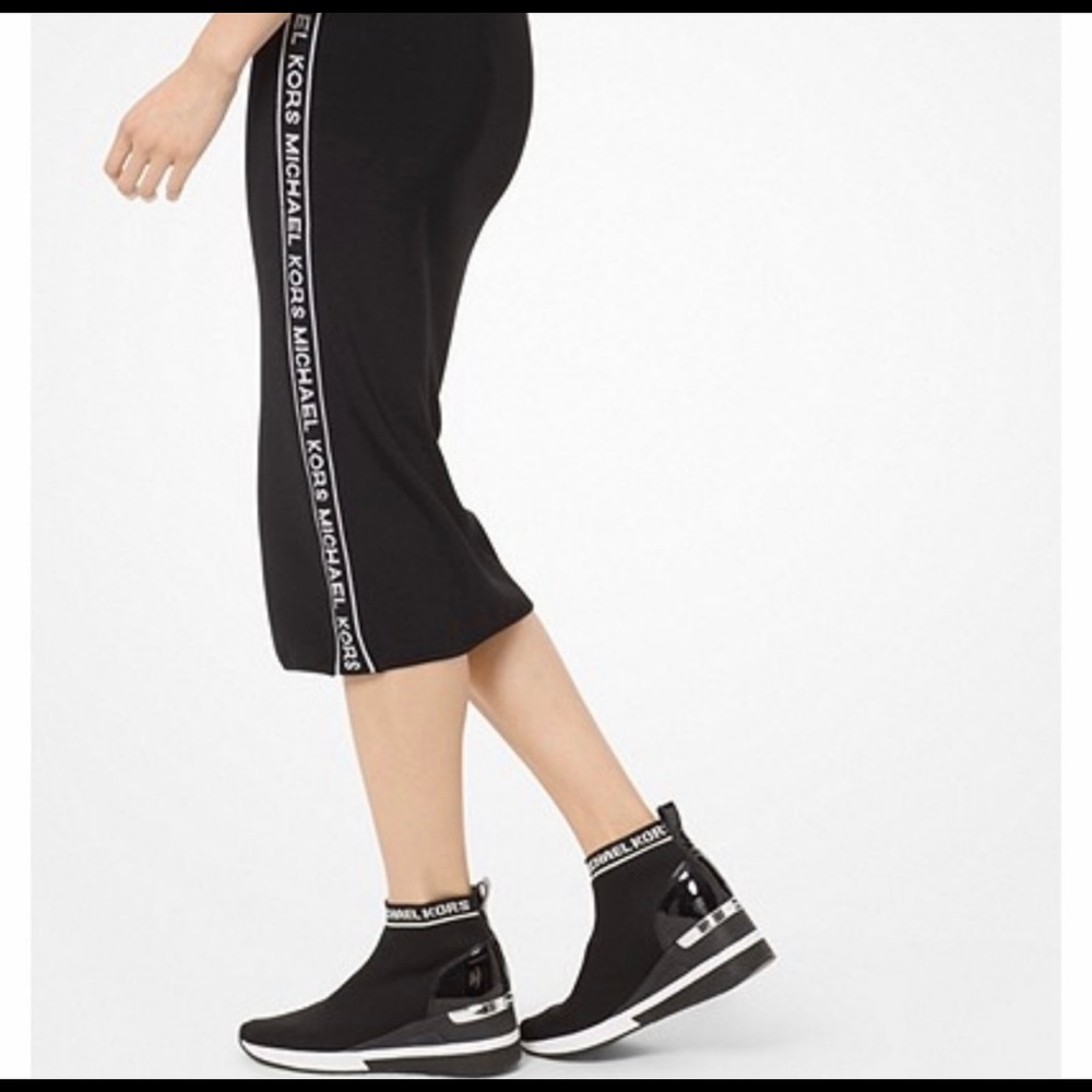 Michael Kors Logo Tape Knit Pencil Skirt